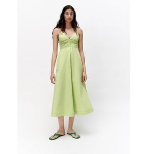 ZARA APPLE GREEN POPLIN DRESS SZ S